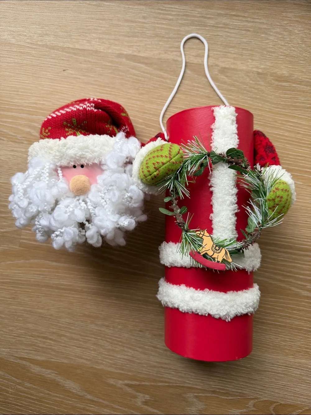 Festive Red Santa Figurine wine holder cardboard